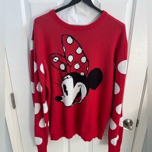 Disney Minnie Mouse Red Polka Dot Sweater | Cute Cozy Graphic Knit